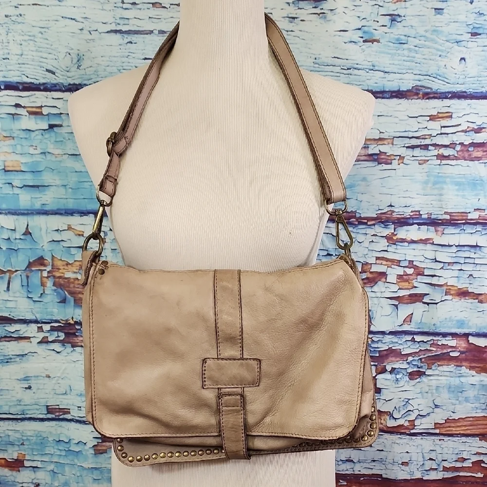 Borse In Pelle Leather Beige Shoulder Bag Made In ITALY